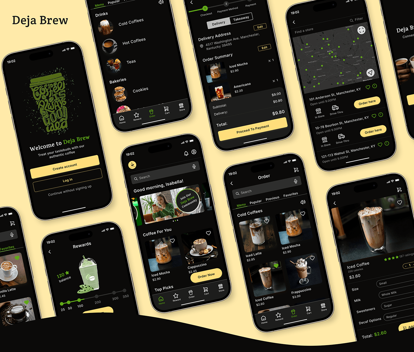 ux/ui design UX design ui design mobile app design Figma cafe app coffee app iOS app design Case Study mobile app case study