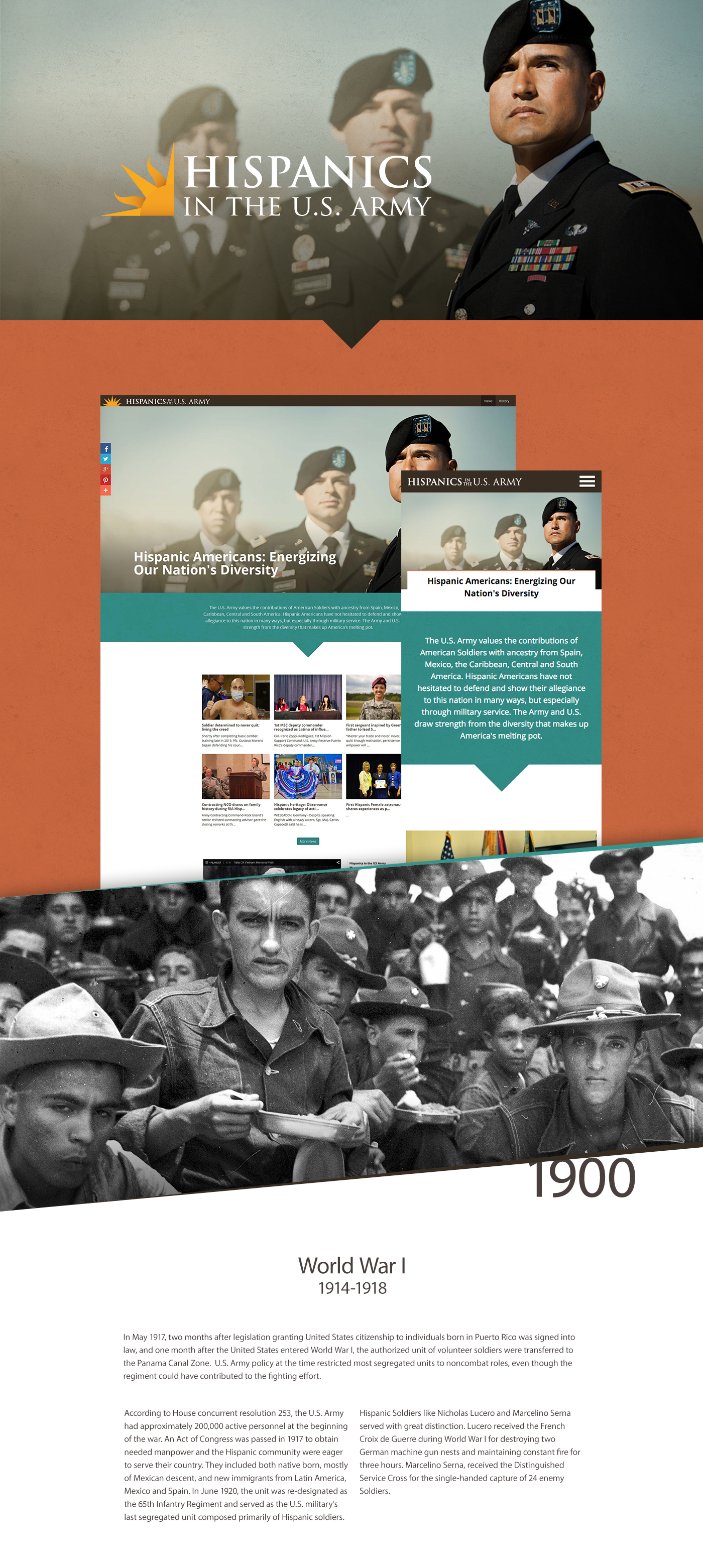 U.S. Army hispanics Webdesign css Responsive mobile Website tablet redesign Section Separators logo Government washington d.c. ux UI