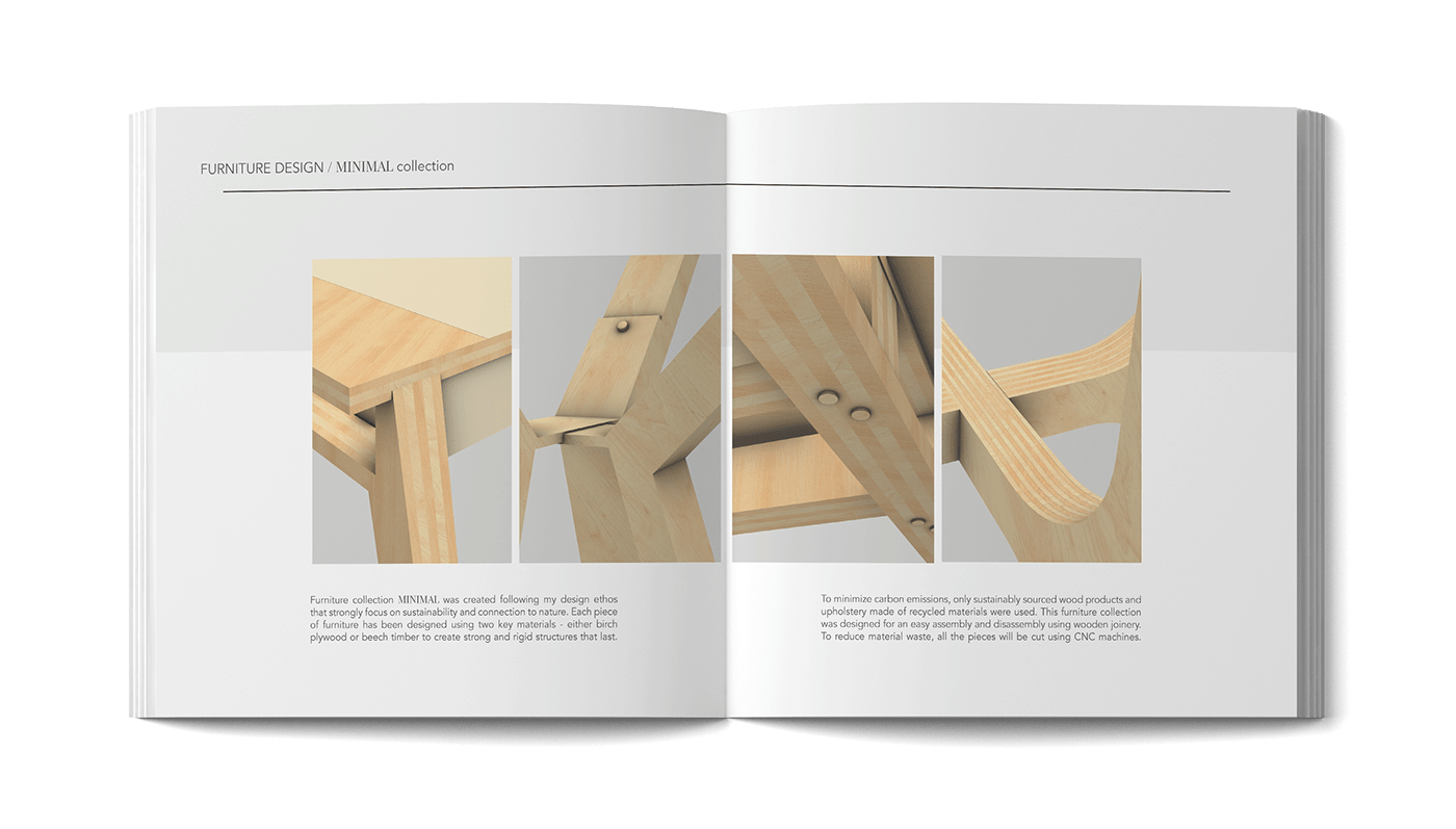 Booklet design furniture graphic Interior minimal student Sustainable TIMBER