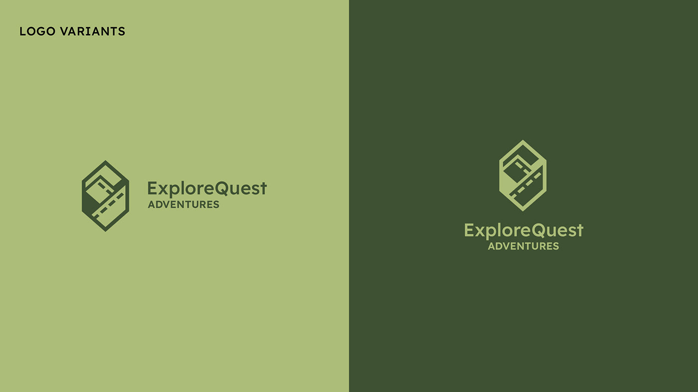 Vertical and horizontal logo variation of the ExploreQuest adventures logo
