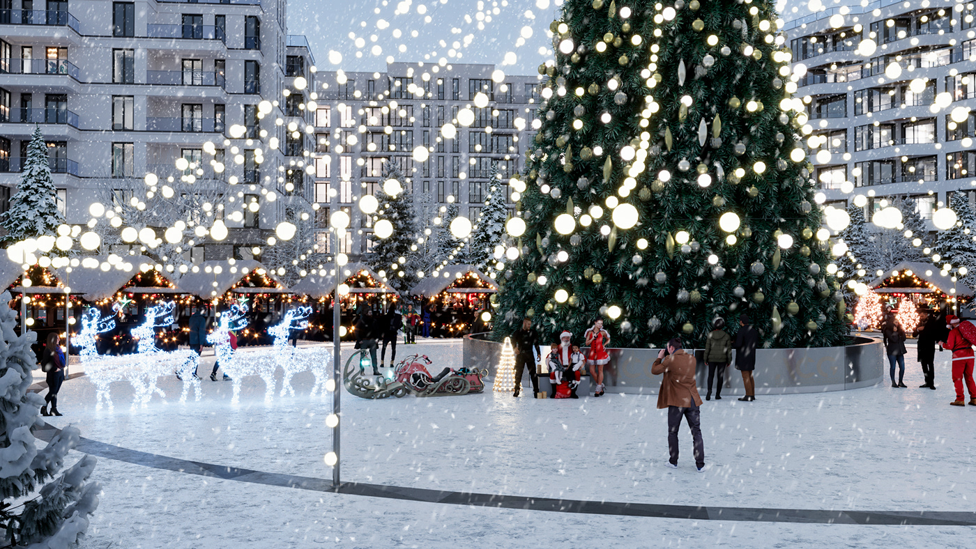 christmas Tree Digital Art  3ds max corona archviz visualization Render 3D exterior CGI