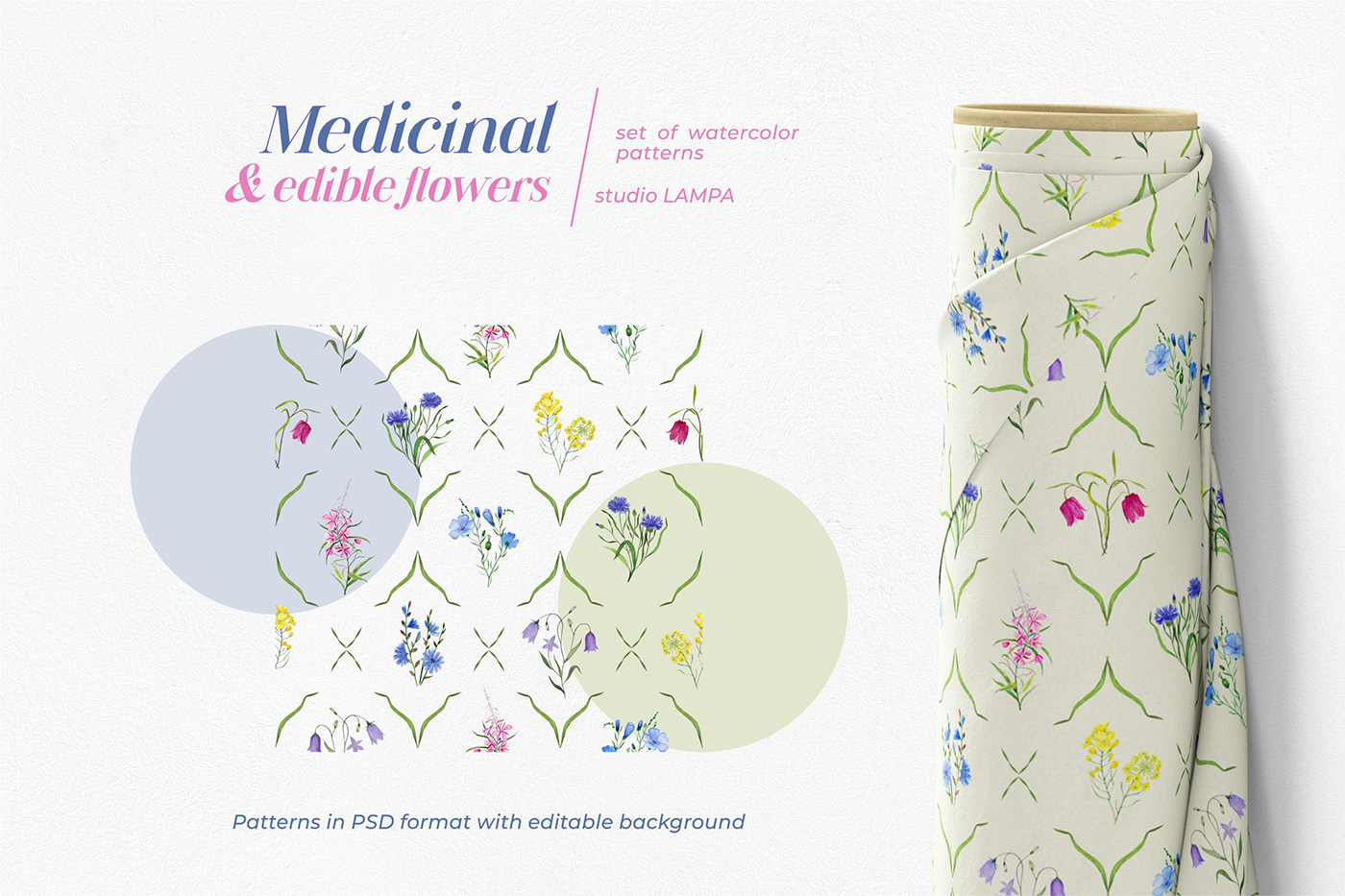 botanical fabric design Flowers hand drawn pattern pattern design  seamless pattern surface watercolor