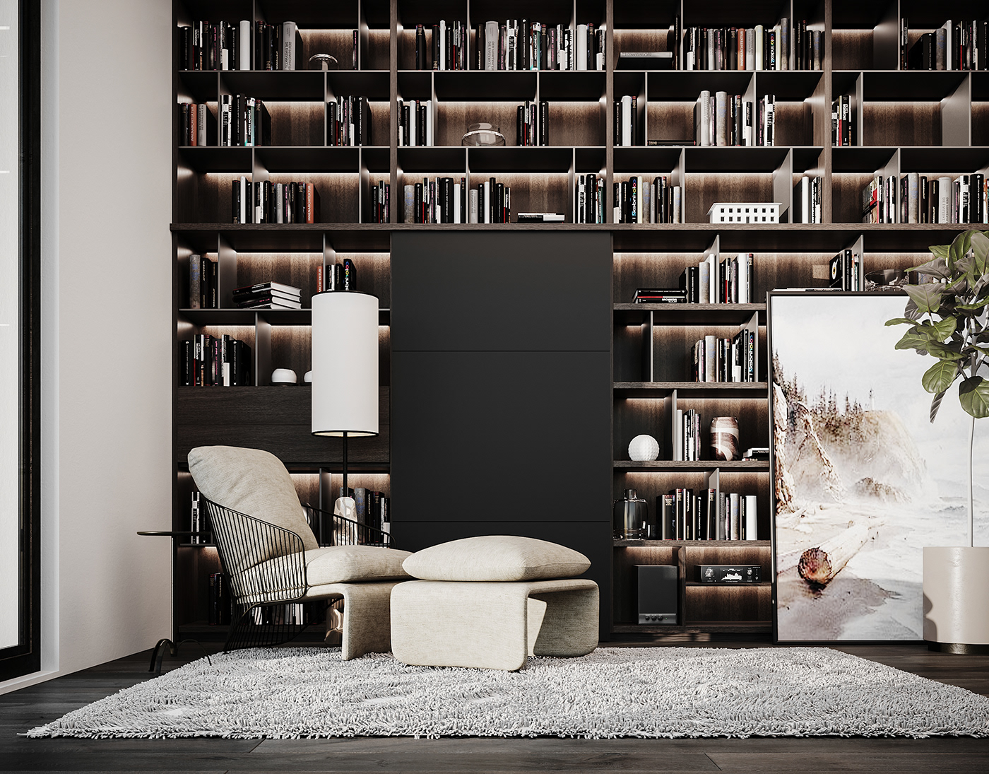 3dsmax azerbaijan baku bedroom book corona Interior library livingroom studio