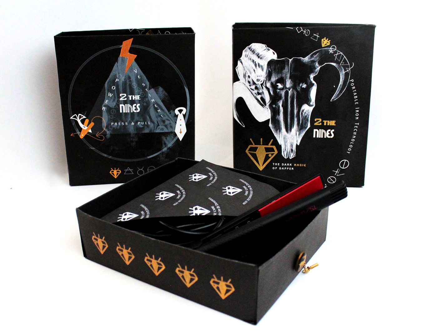 Packaging demonology Student work diamond  Illustration and packaging product Rebrand skull fahion