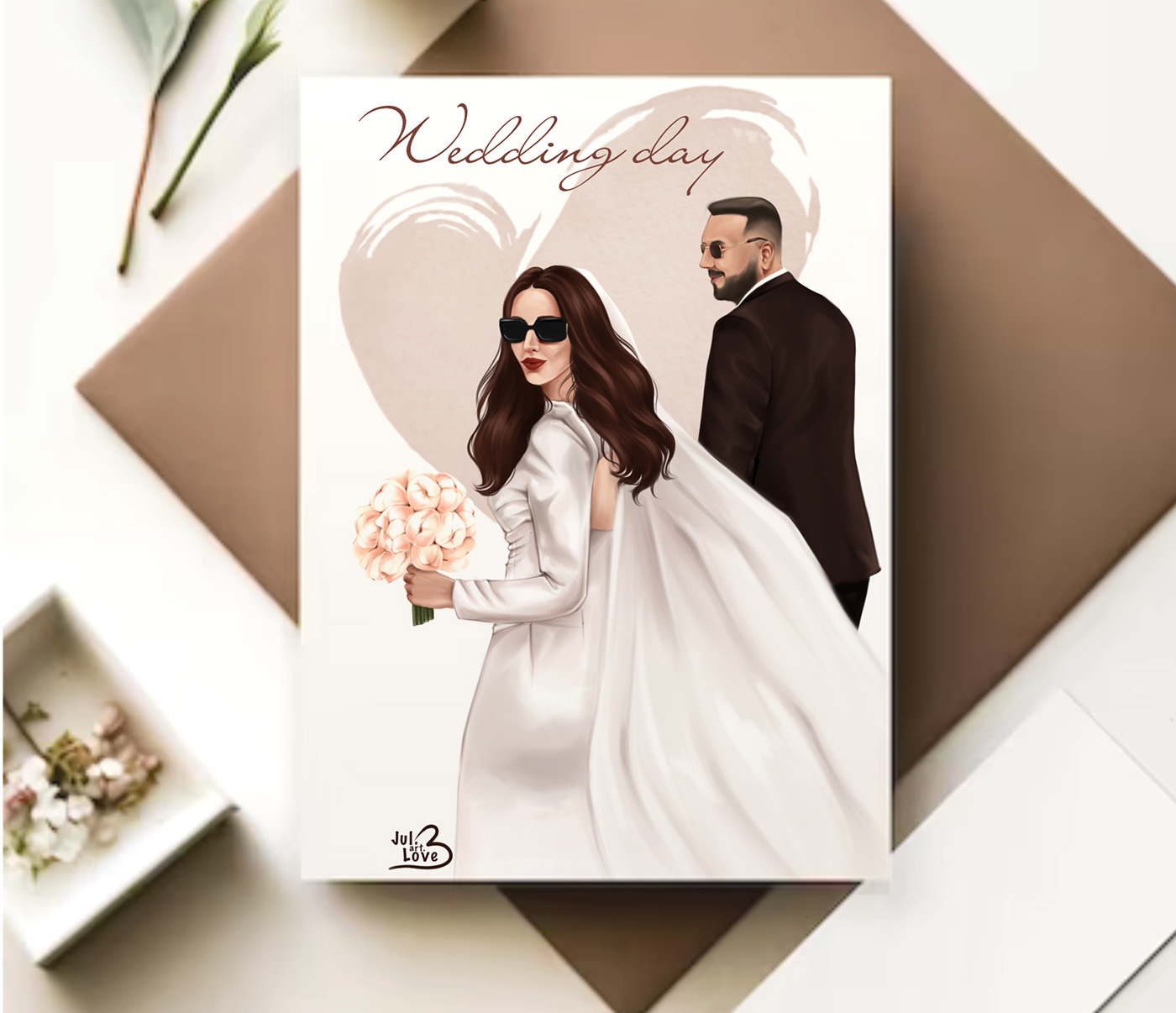 wedding digital illustration wedding cards banner decoration portrait