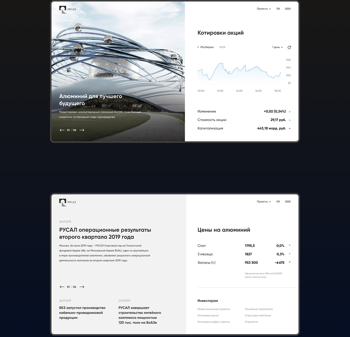 AIC corporate design interaction Interface product rusal UI ux Web
