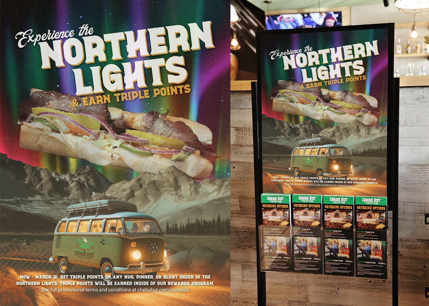 Northern Lights Aurora Borealis sandwich Promotion Advertising  poster advertisement restaurant Food  Cheba Hut