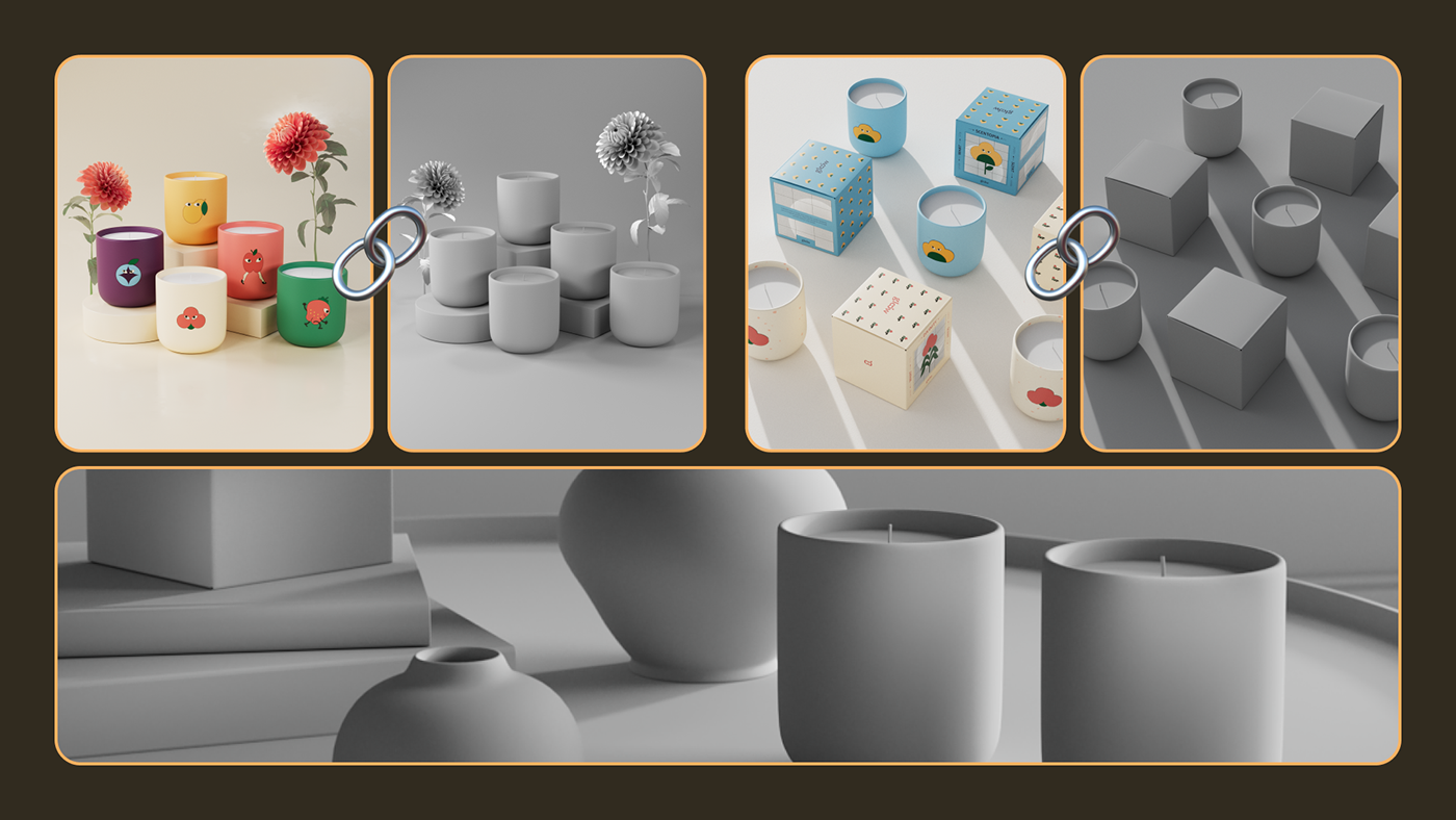 3D 3d modeling branding  candle packaging Packaging ILLUSTRATION  3D Visualization packaging design лого brand illustration