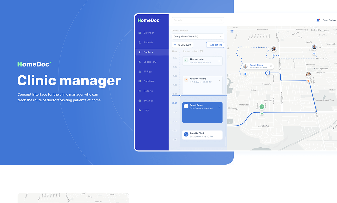 application doctor Interface manager ux clinic dashboard delivery map Web