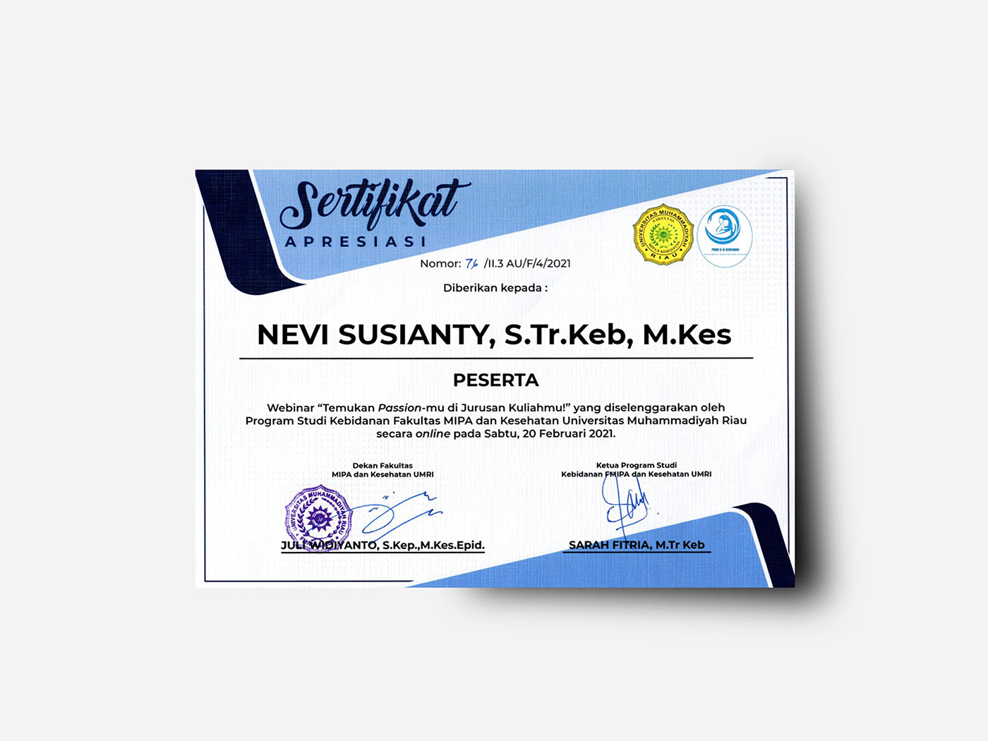 A4 paper a4 size certificate participants Sertifikat webinar