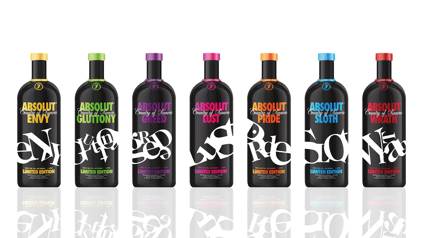 seven deadly sins design brand identity Premium Collection typography   absolut Vodka Spirits Absolut vodka beverage