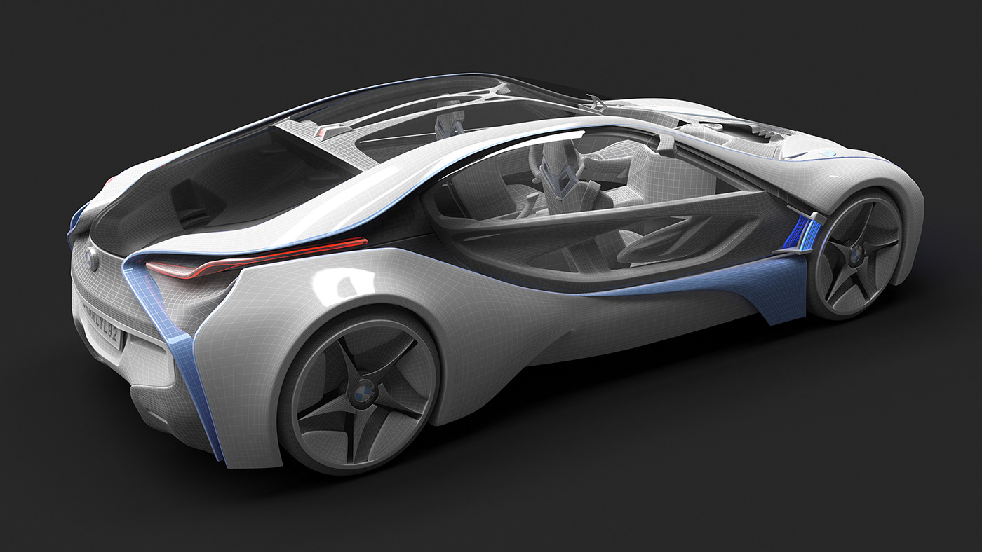 3D BMW car concept model Render vision Efficient Dynamics surreal visionary
