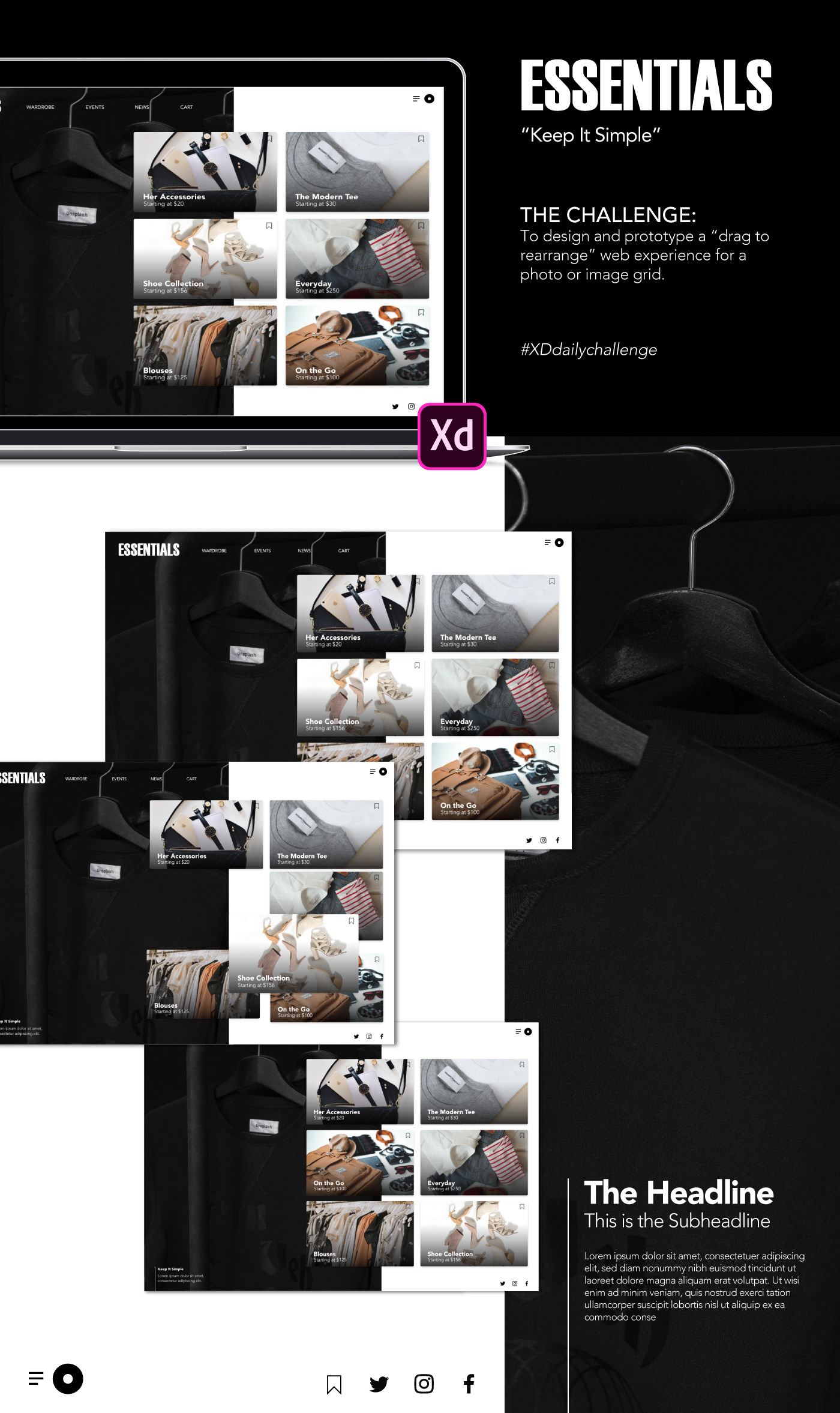 User Experience Design xddailychallenge adobe xd challenge ux/ui ui design fashion website Website Concept UI animations