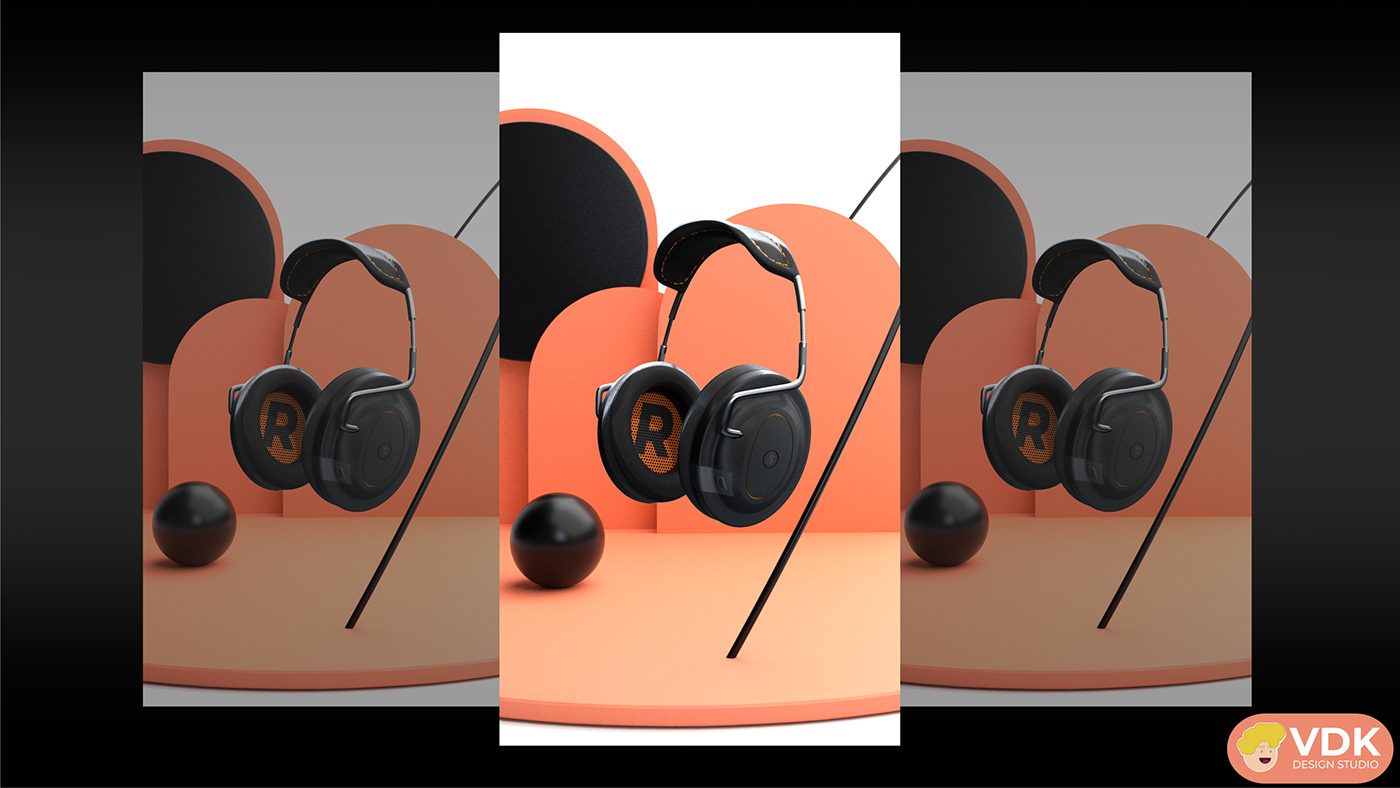 3D CGI electronic headphones product design  workflow