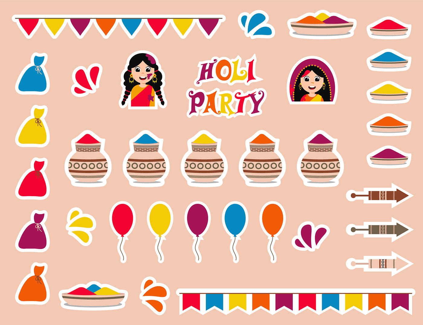 Ancient colors festival Hindu holi Holiday India indian postcard spring