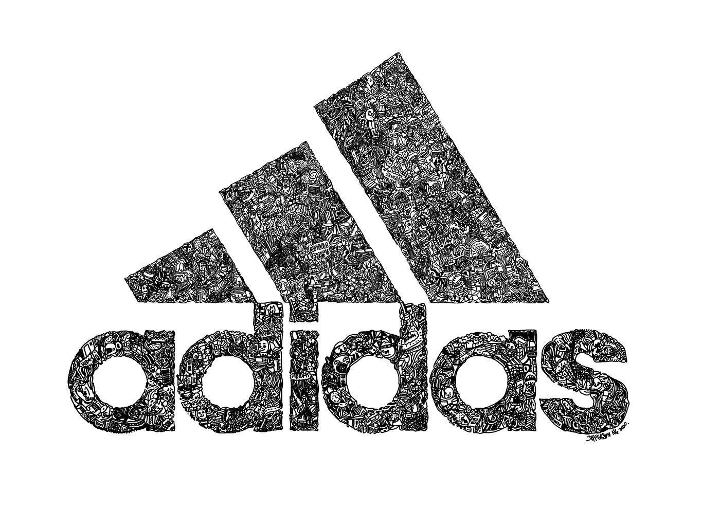 adidas artist blackandwhite brand createbeyondimagination doodle jeffersonism lineart