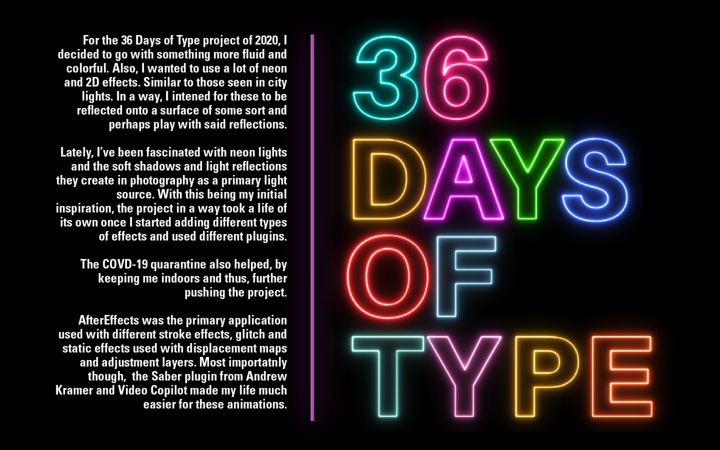36daysoftype animation  letters motiongraphics neon Trapcode typography  