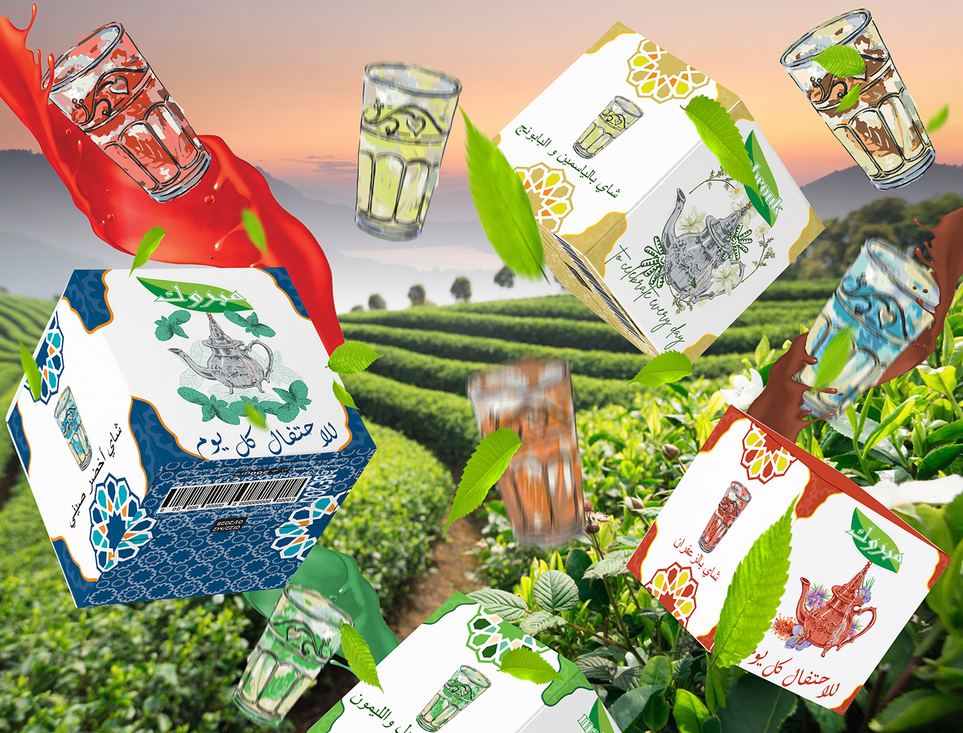 cup design designer drink flavour Mockup Morocco Packaging packaging design tea