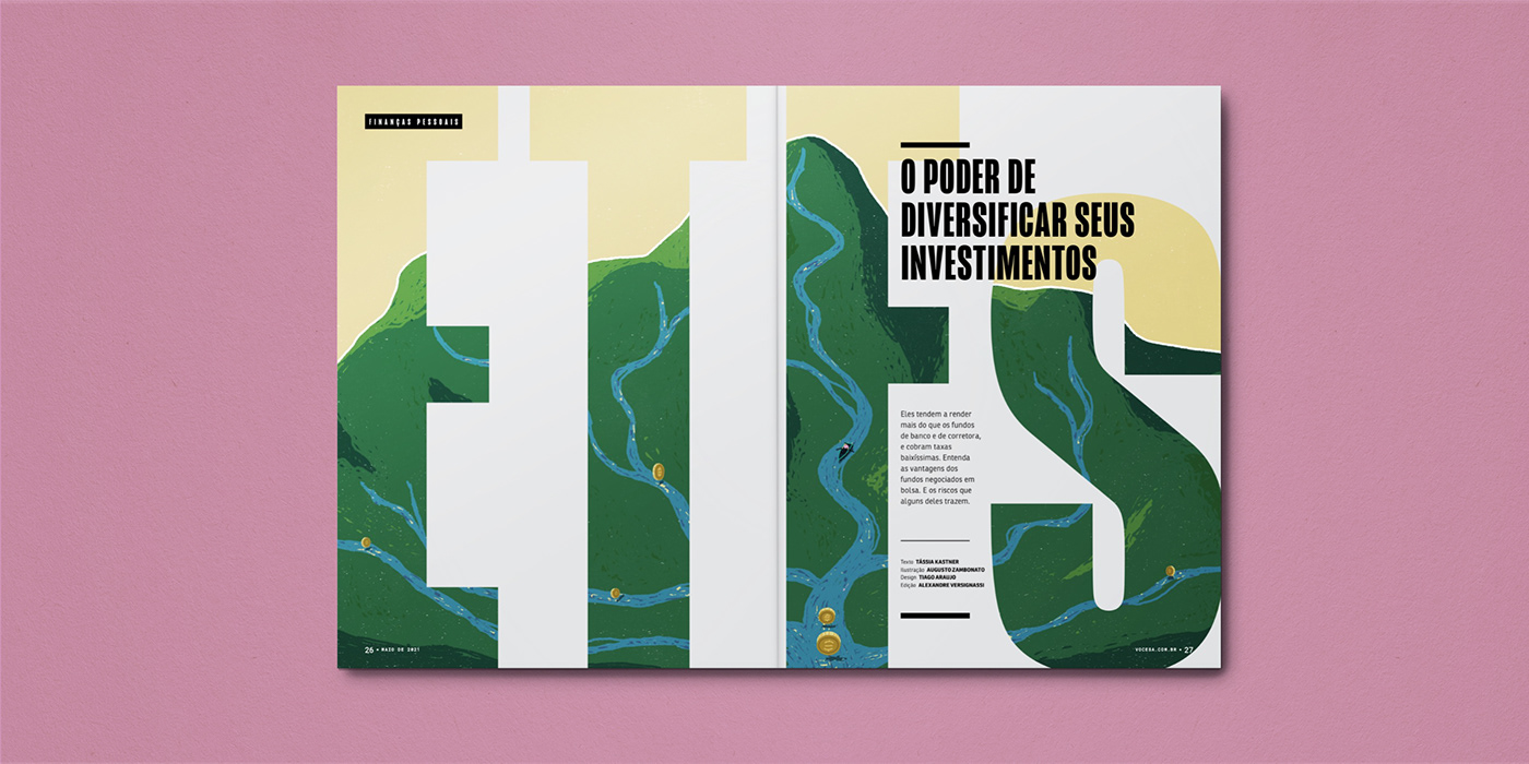 business conceptual illustration editorial Investment magazine magazine layout river texture