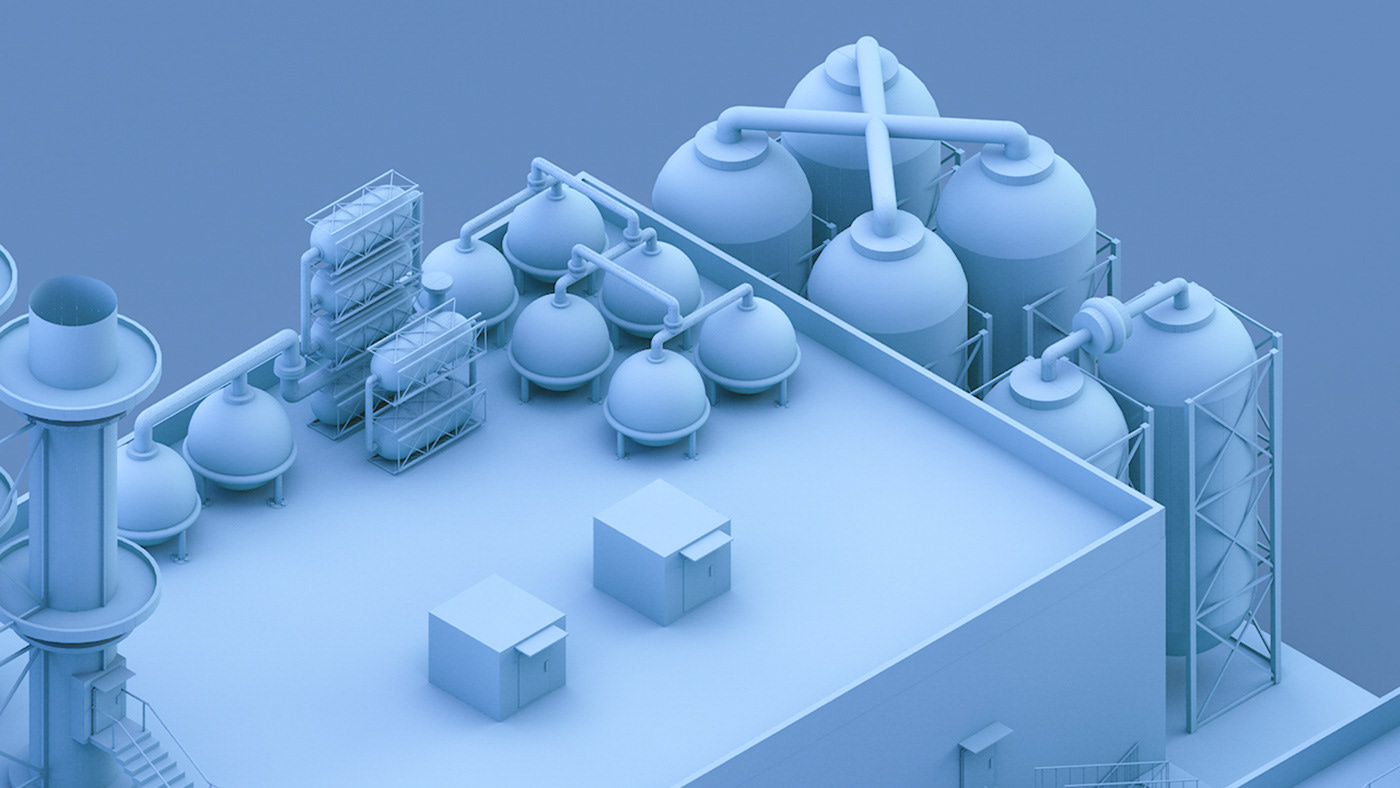 Isometric ILLUSTRATION  3D architecture industrial toy game videogame asset