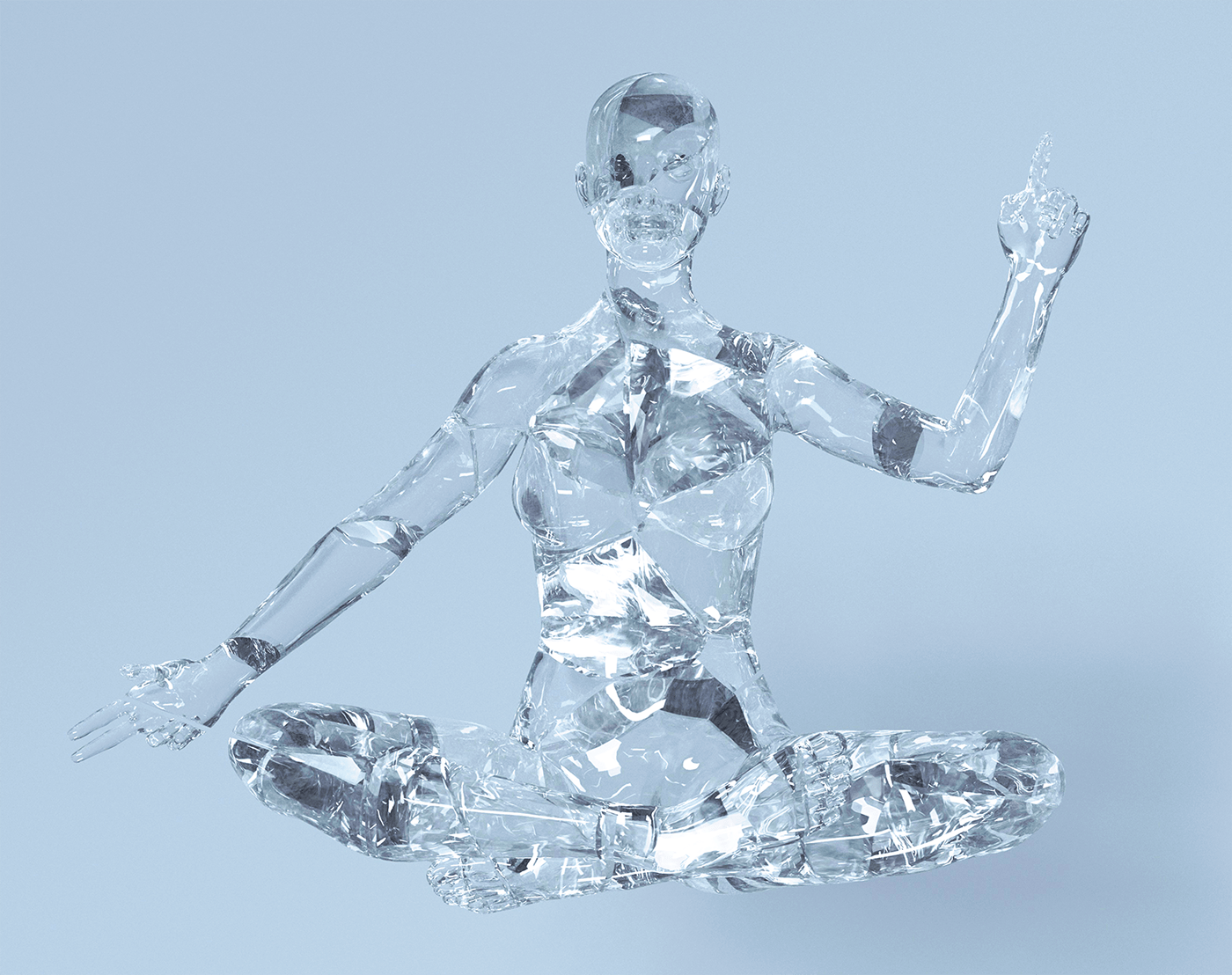 Attack glass massive meditation sculpture woman zen