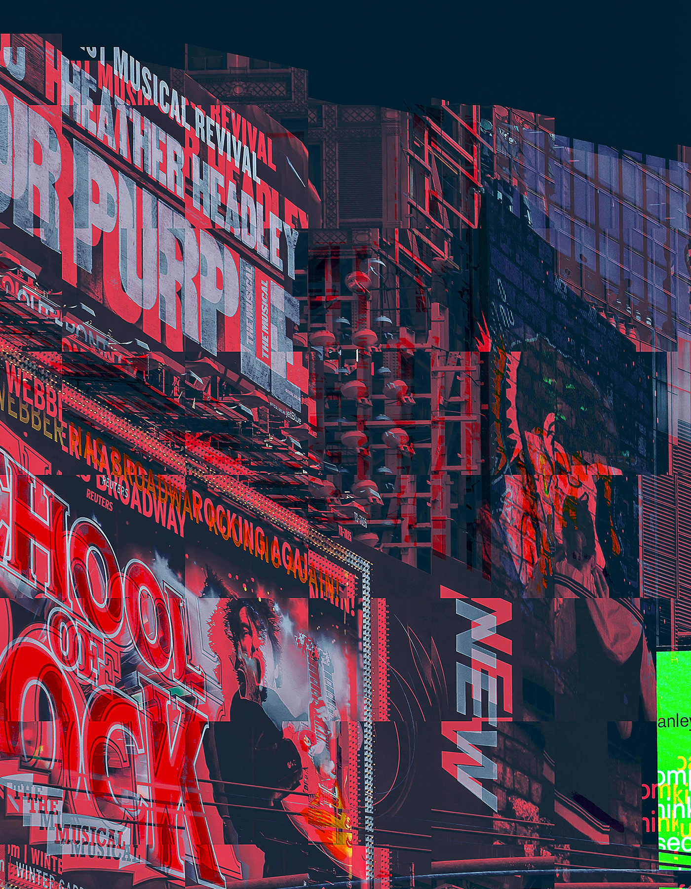 action color Glitch NY pattern skyline skyscrapers square streets times