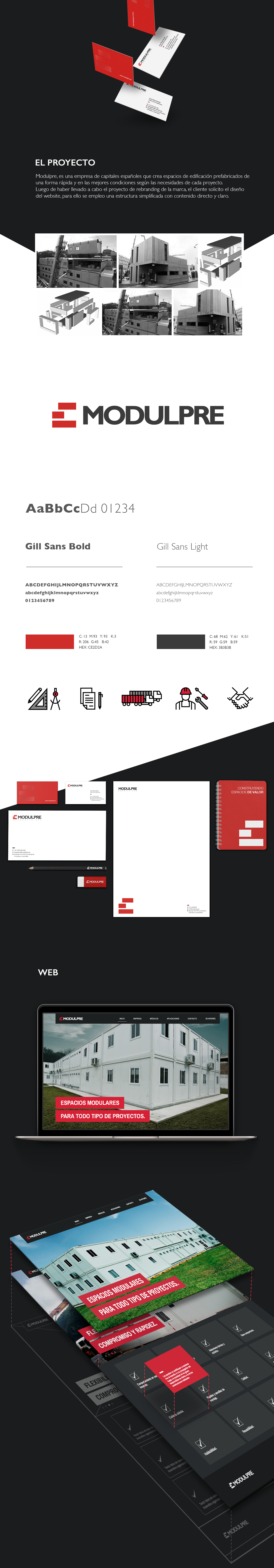modulpre branding  brochure imagen corporativa modular construccion UI ux Web