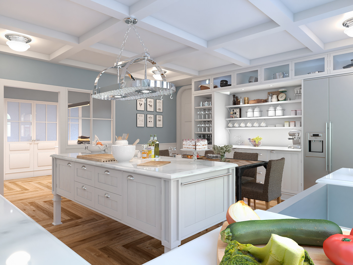 3D interior design  kitchen deco rend photorealistic render