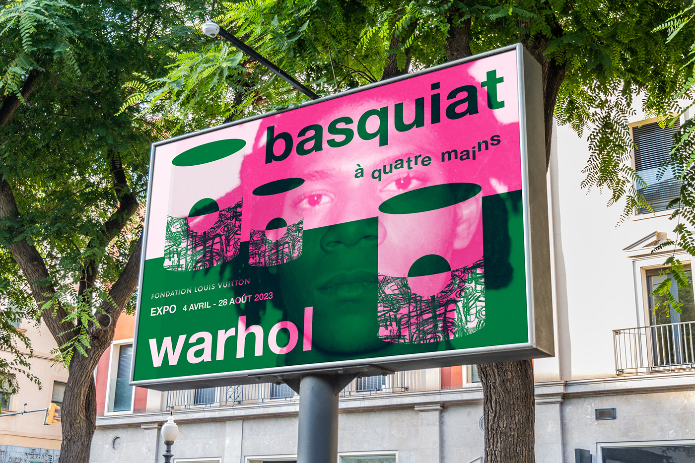 affiche expo exposition bichromie Duotone typography   print Basquiat warhol
