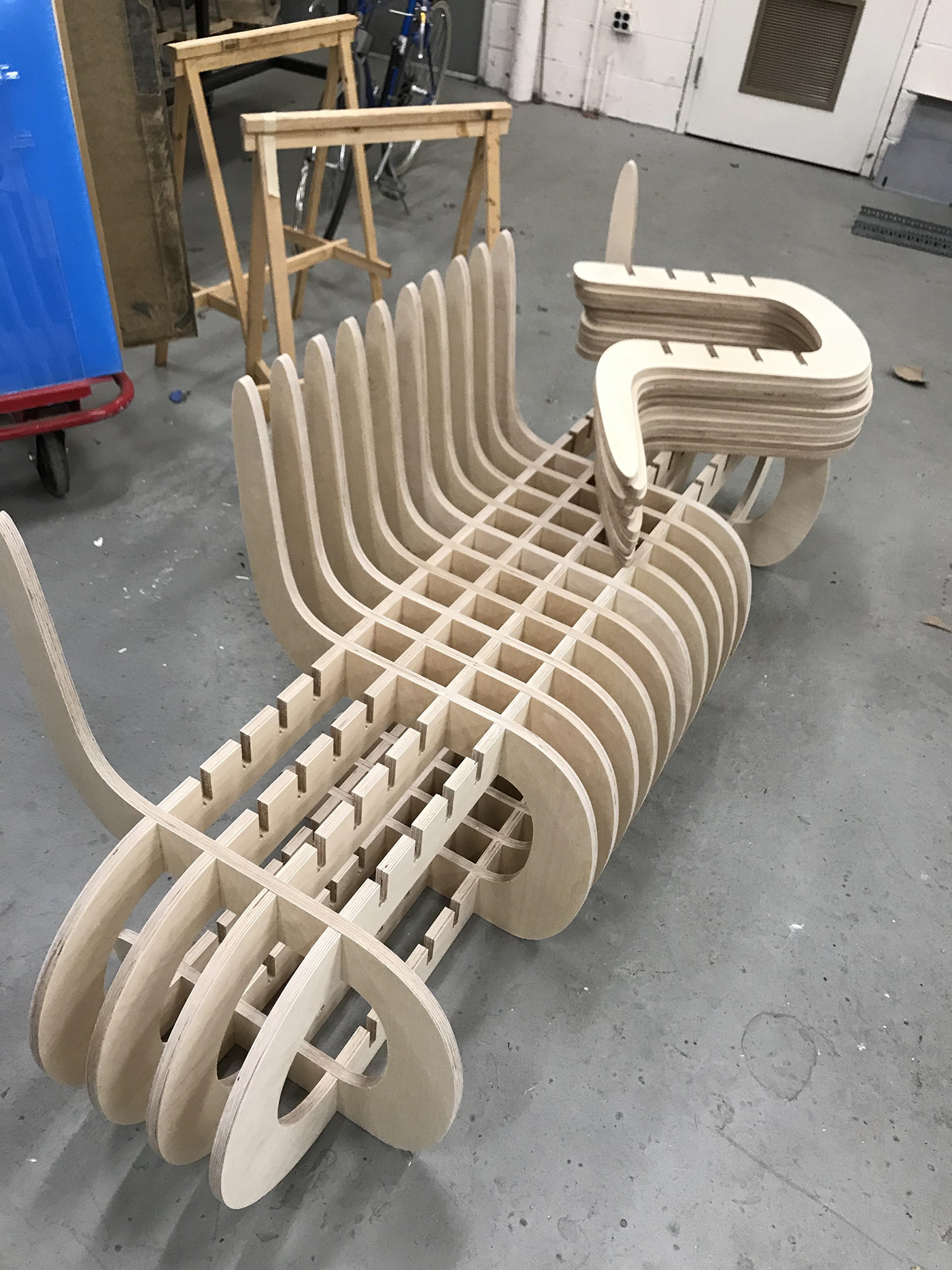 bench birch cnc furniture modular pattern plywood