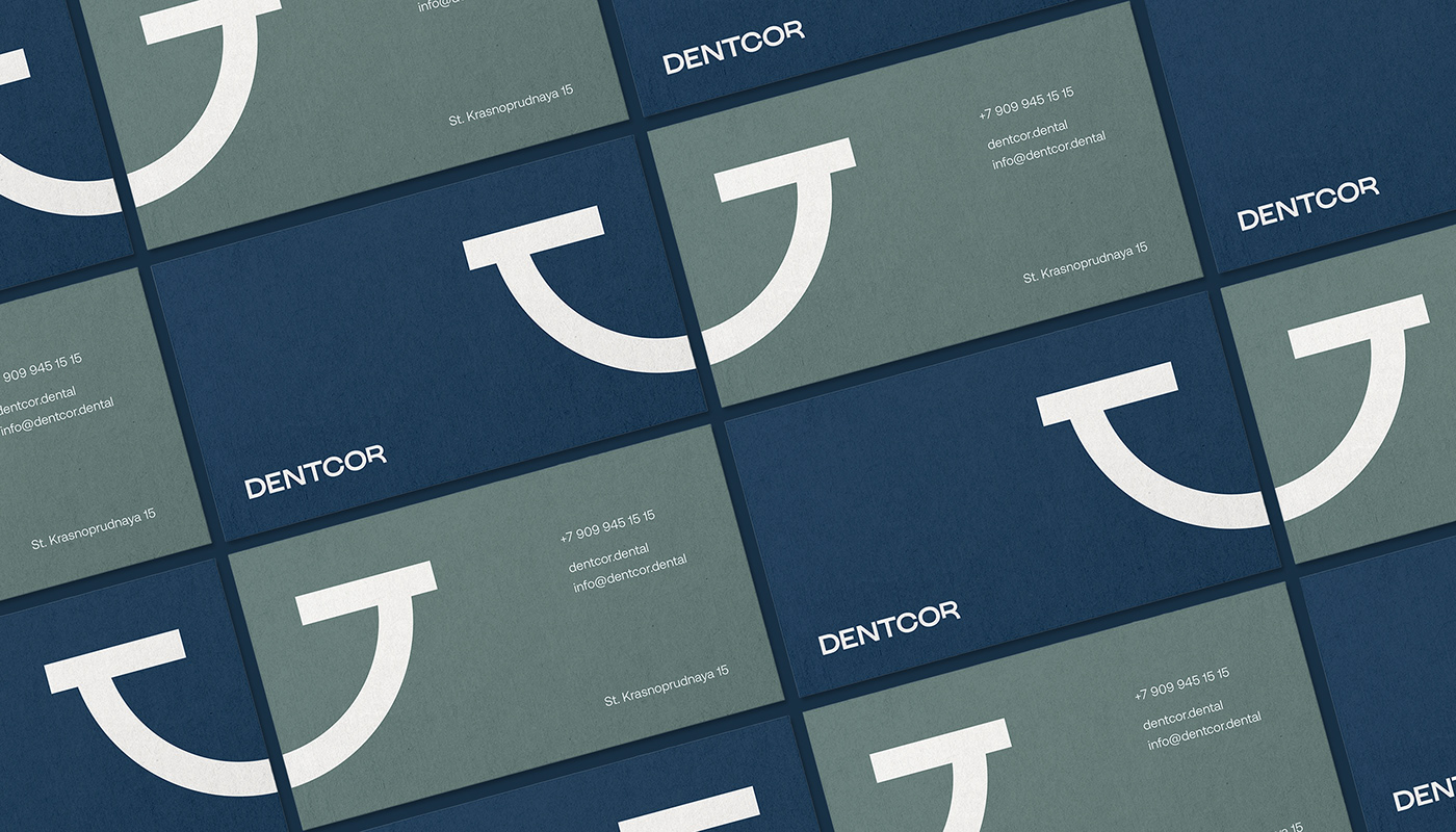 Business card design for Dentcor dental clinic. Design by Levista.art & ultrablack.art design studio