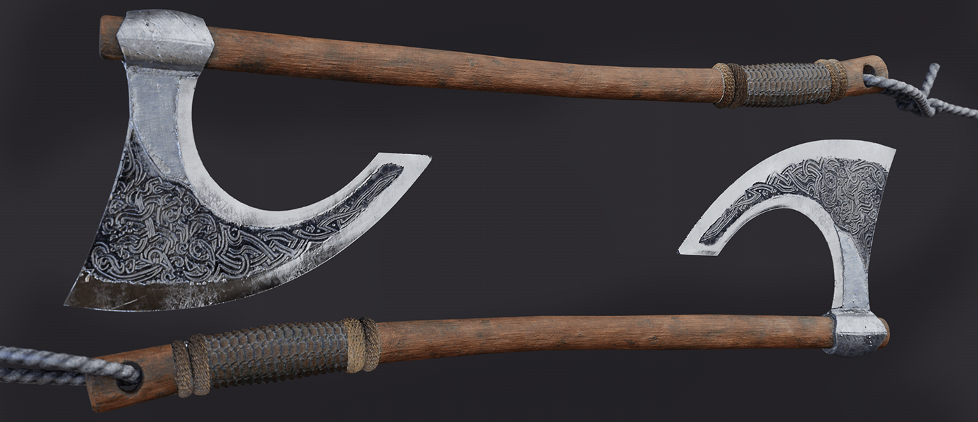 3d modeling axe blender ornament PBR realtime viking viking axe vikings visualization