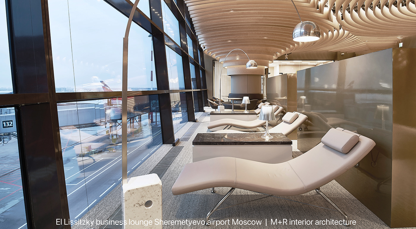 business lounge contemporary design El Lissitzky hospitality design Interior Architecture M+R Sustainability