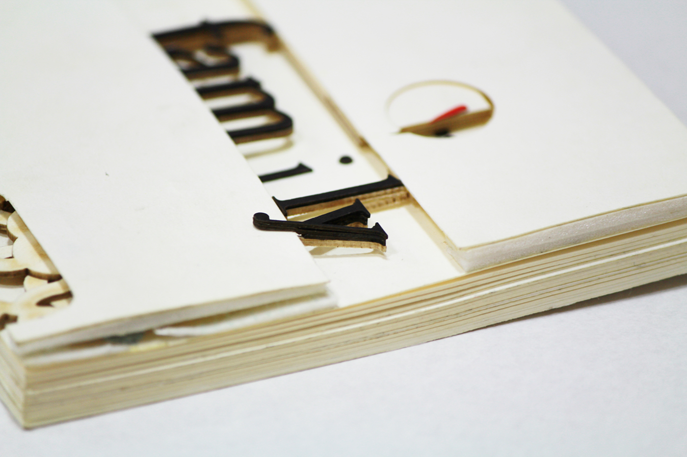 Sabon typeface specimen print Lasercut interactive Booklet