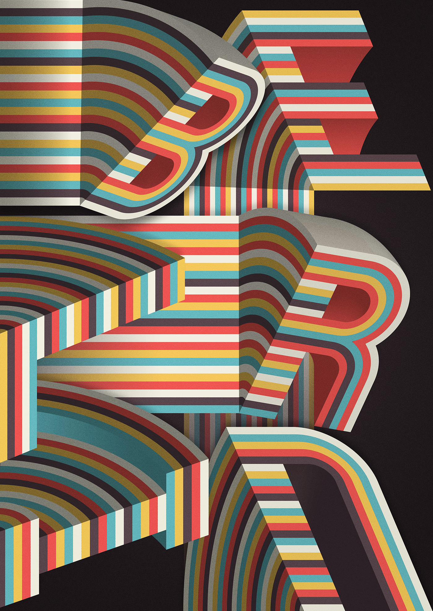 showusyourtype type revolve poster city berlin lettering 3D Type stripes
