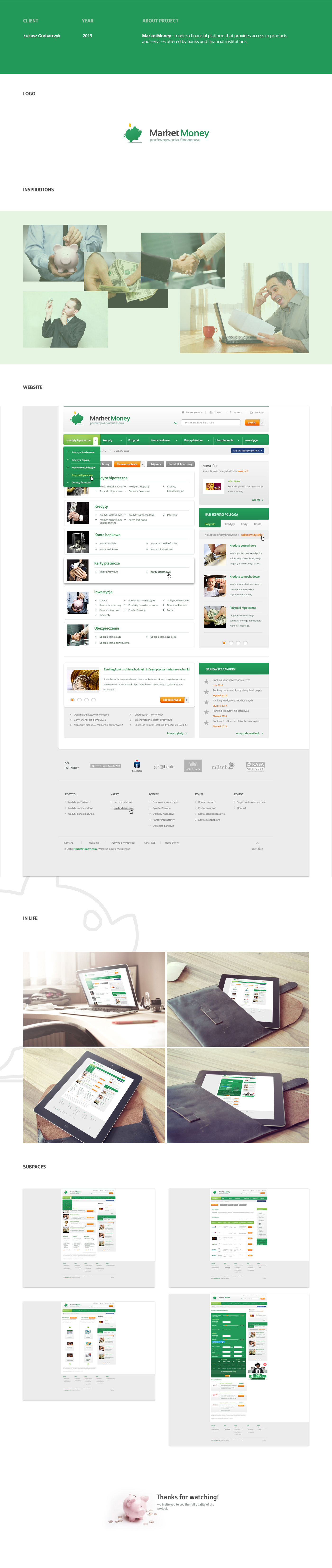 market money citrea Layout modern fresh Bank clean Web Website green pig creative Platform design
