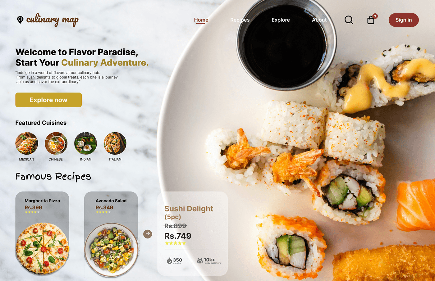 Culinary Food Website food map design interactive design UI/UX Figma landing page user interface Website