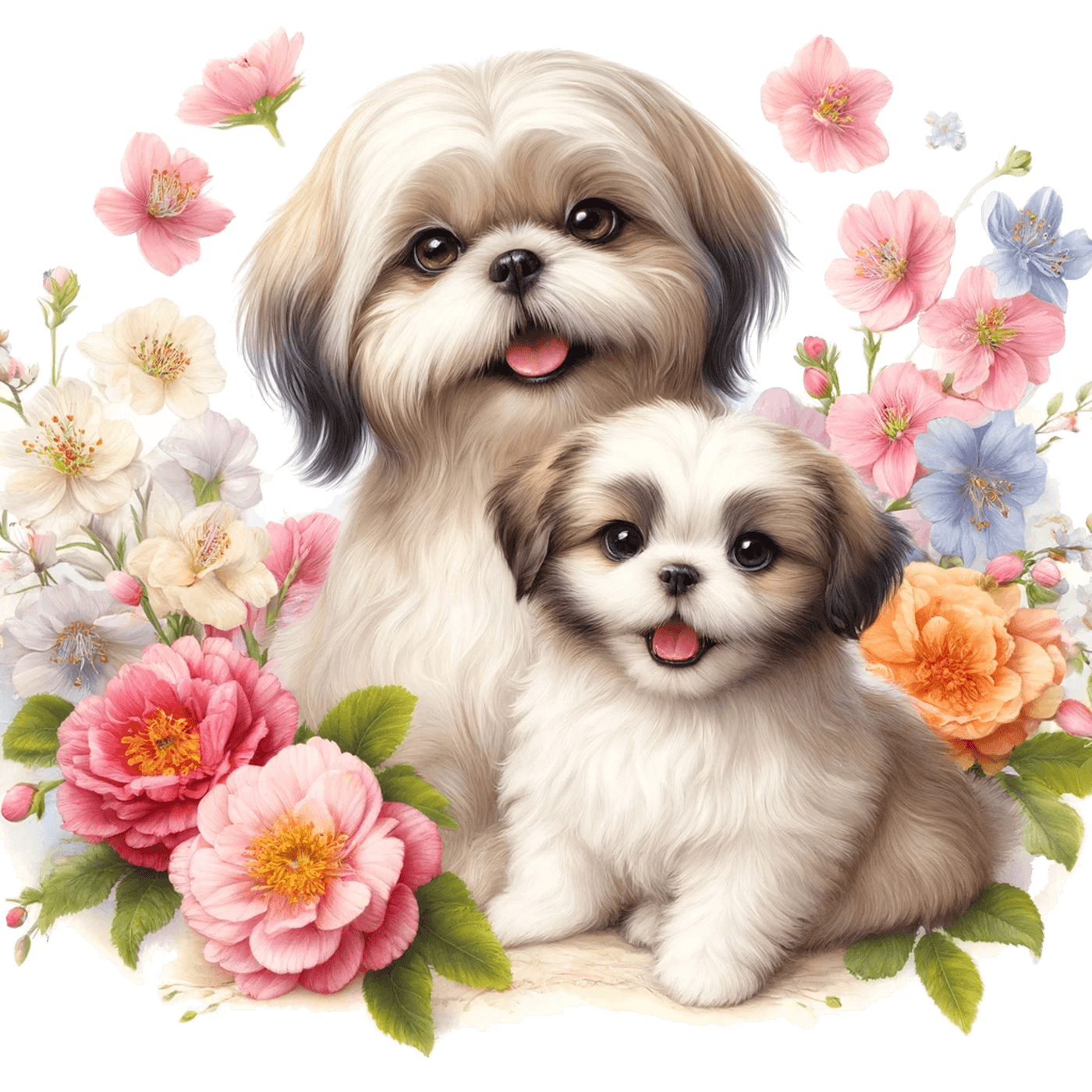 cute dogs Cute Dog T-shirts Digital Art  ILLUSTRATION  cartoon digital illustration cute illustration cute animals dog mom and baby mom and baby dog