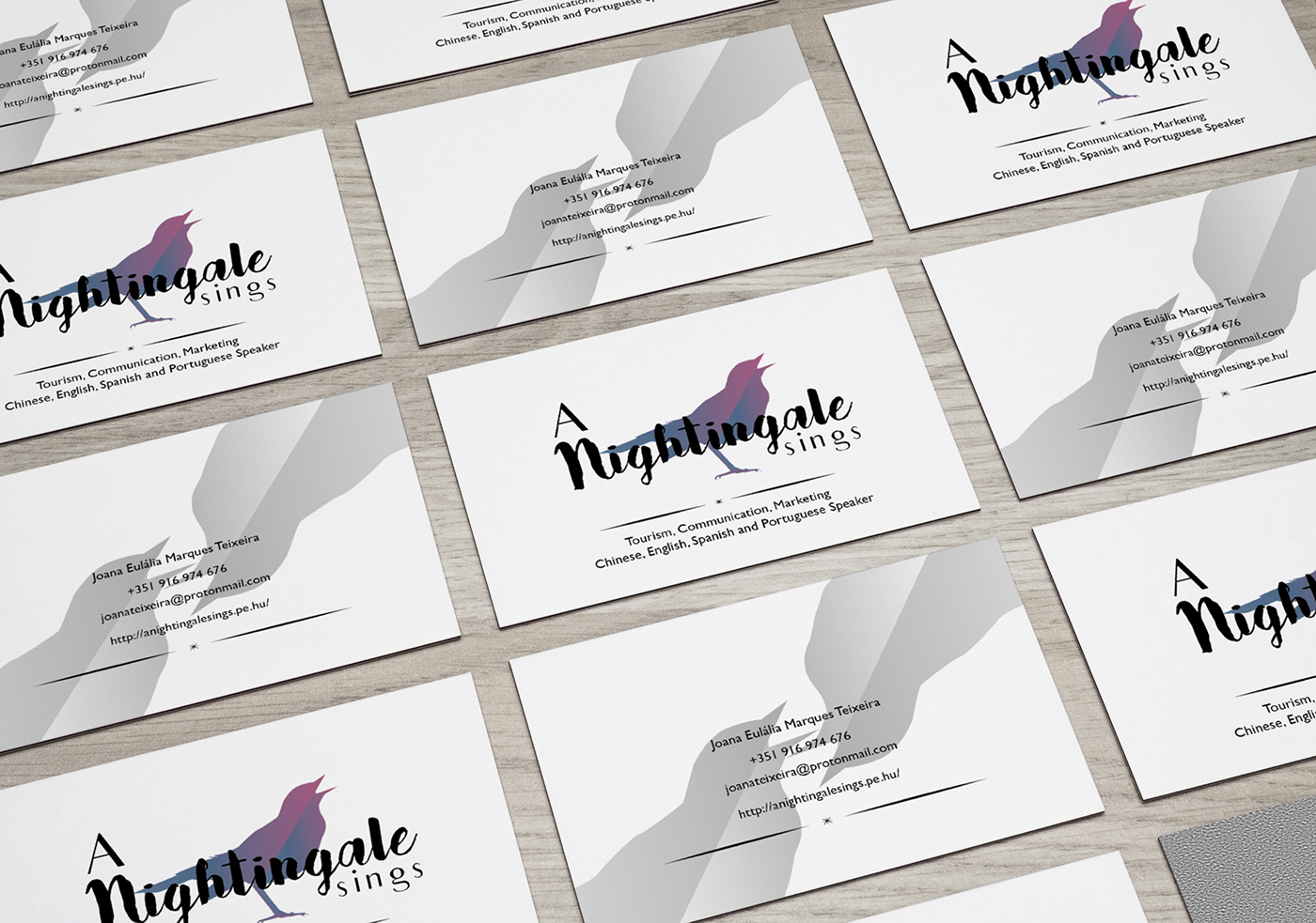 business card graphic design  nightingale bird design