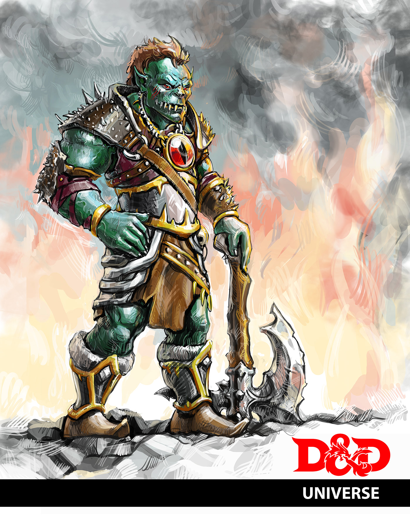 ILLUSTRATION  Digital Art  dnd rpg Character design  artwork Fantsy Dungeons and Dragons orc warcraft
