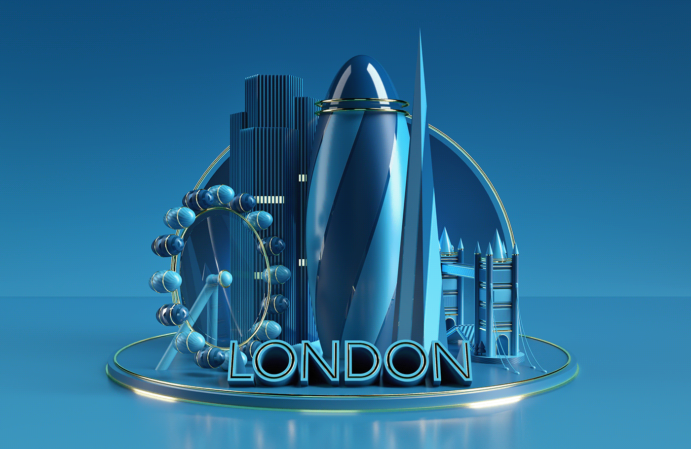 3D 3d design Adobe Dimension architecture composition dimension graphic design  Landmark London Render