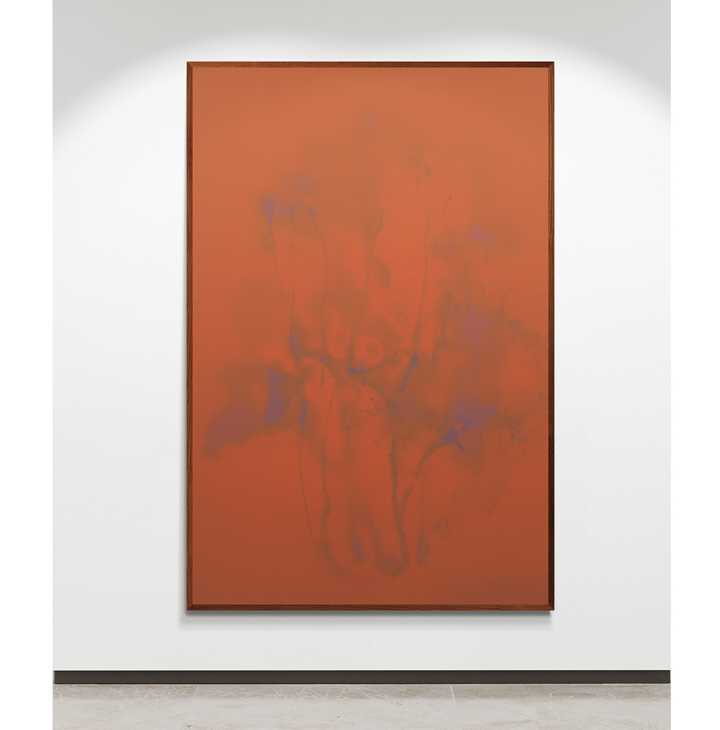 Abstract painting reminding flowers on the gallery wall