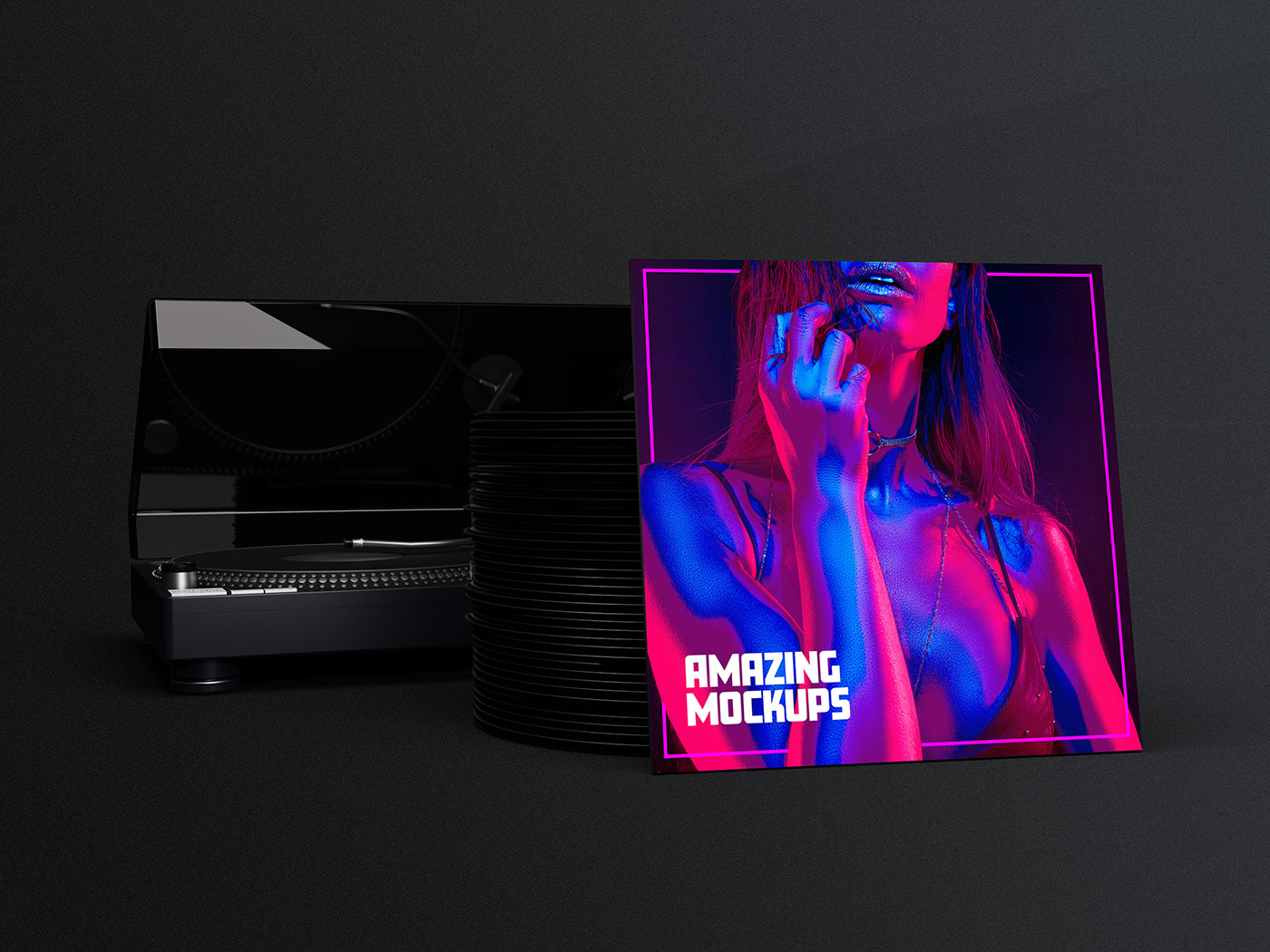 dark music vinyl Album Cover Design free mockup  graphic design  freebie brand identity