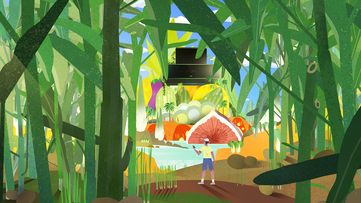 2D Animation after effects background Food  Fruit ILLUSTRATION  kitchen motion graphics  photoshop vegetables