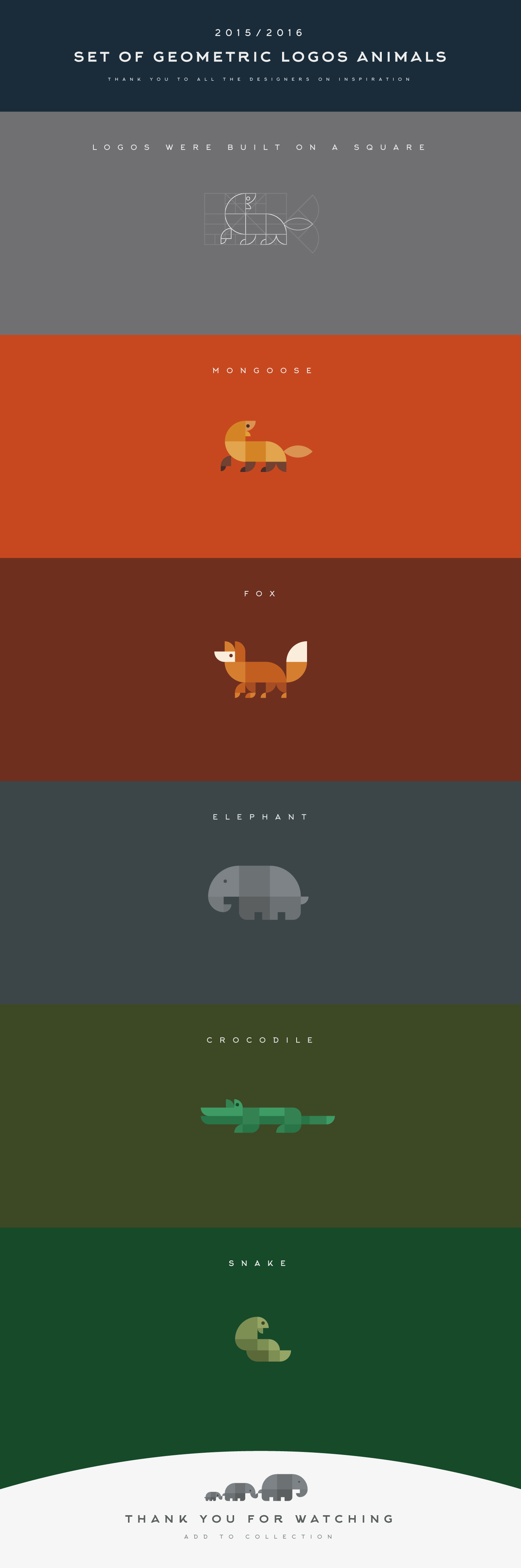animals geometric logoset logoset2016 Minimalism logos mongoose FOX elephant crocodile snake trend