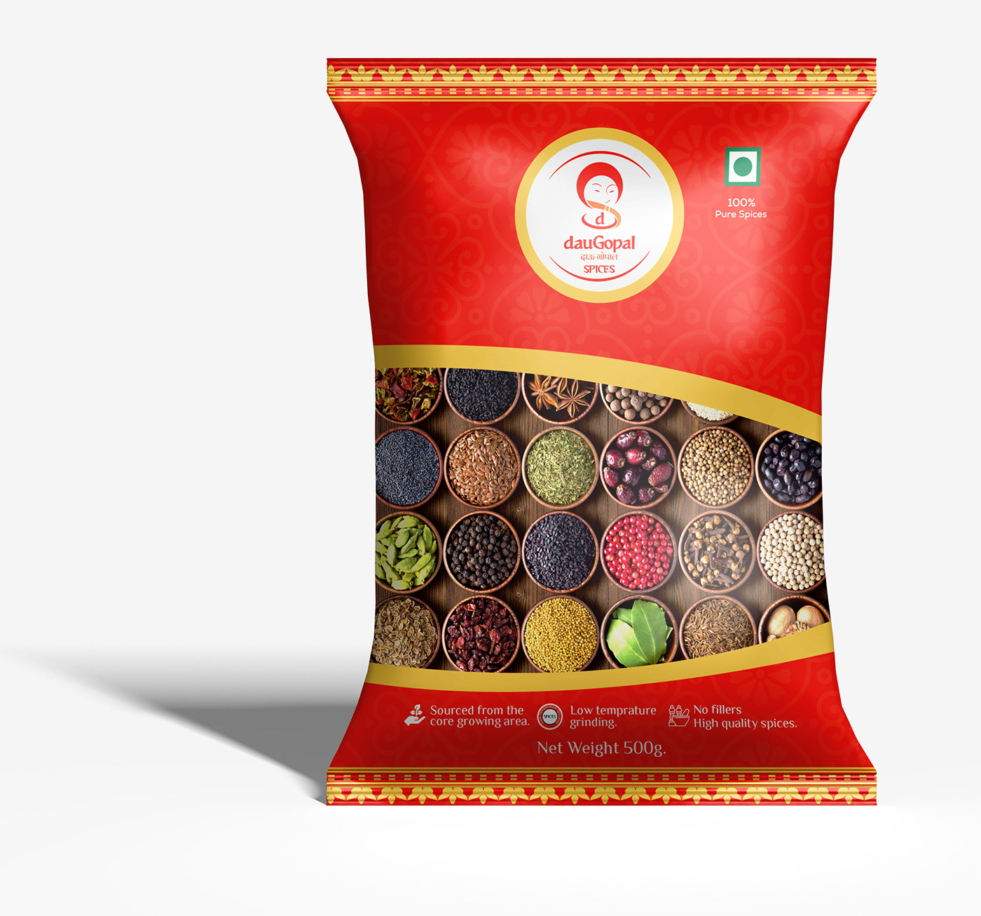 spice Indian Spices Spices packaging masala Packaging Mockup brand identity adobe illustrator spice pouch design