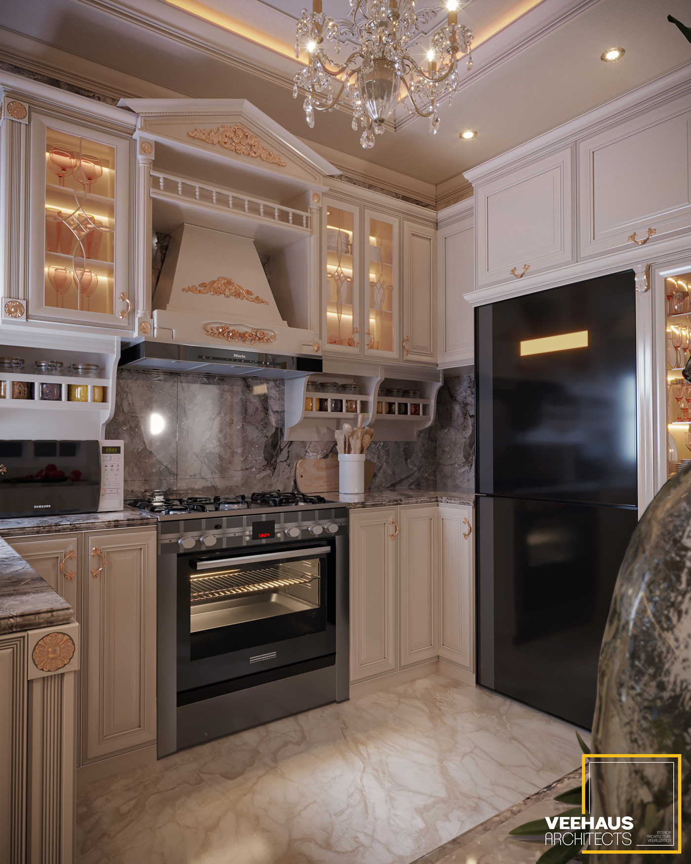 3dsmax Classic classics Interior interior design  kitchen kitchen design lighting royal royalty