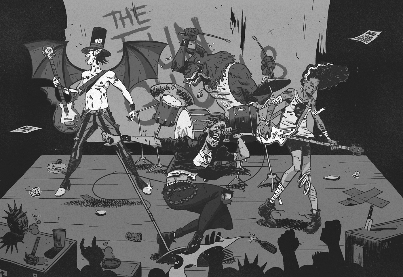 horror punk vampire frankenstein Werewolf zombie digital illustration gothic poster music