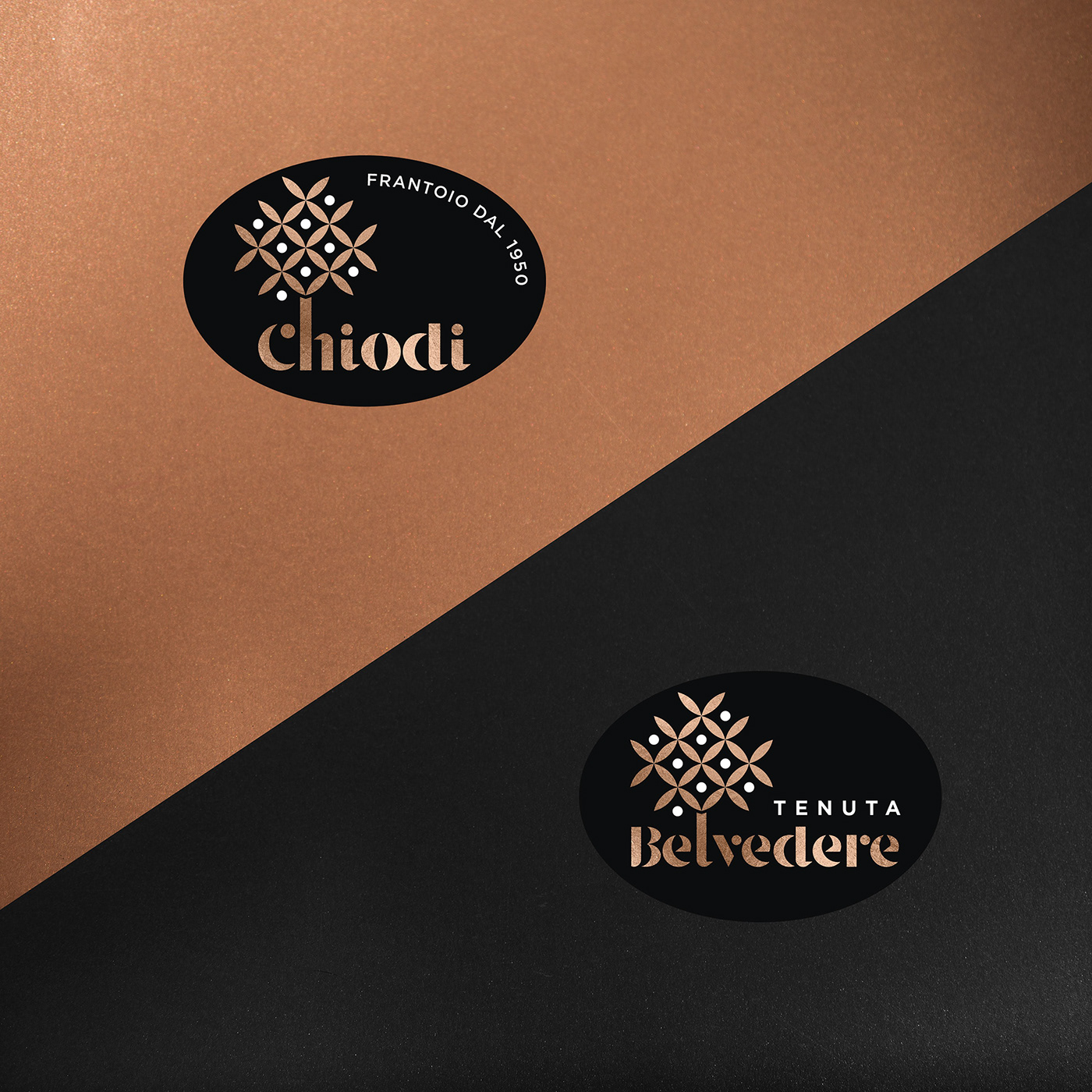 chiodi Tenuta Belvedere country house Logotype copper olive tree RESTYLING geometry