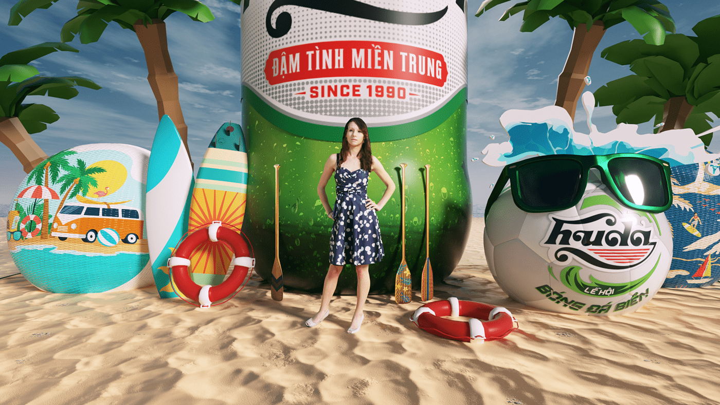 3D activation beer cinema 4d ĐẬM TÌNH MIỀN TRUNG Event festival huda Photobooth summer